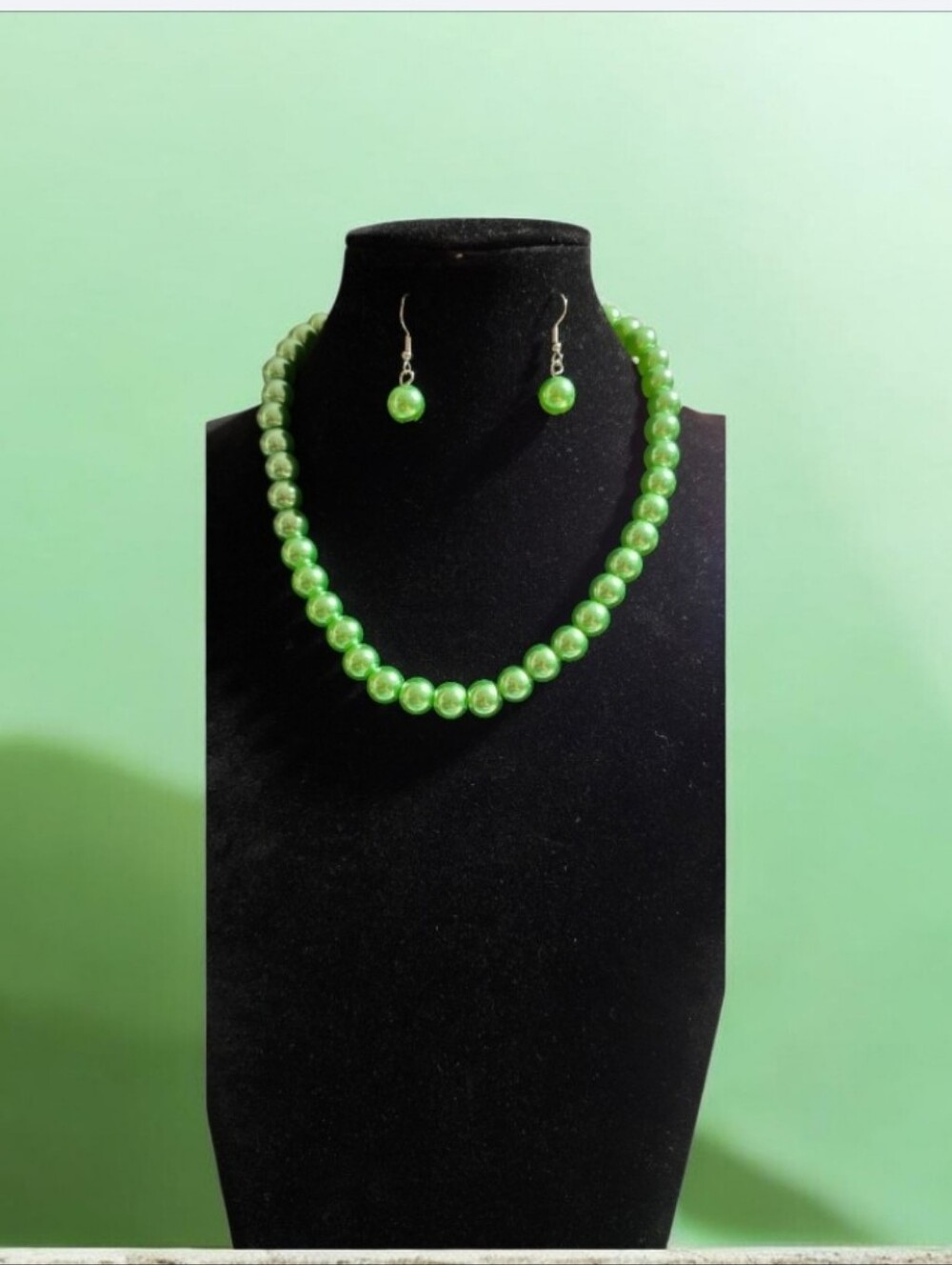 Green Beaded Necklace & Earrings Set - Women Jewelry